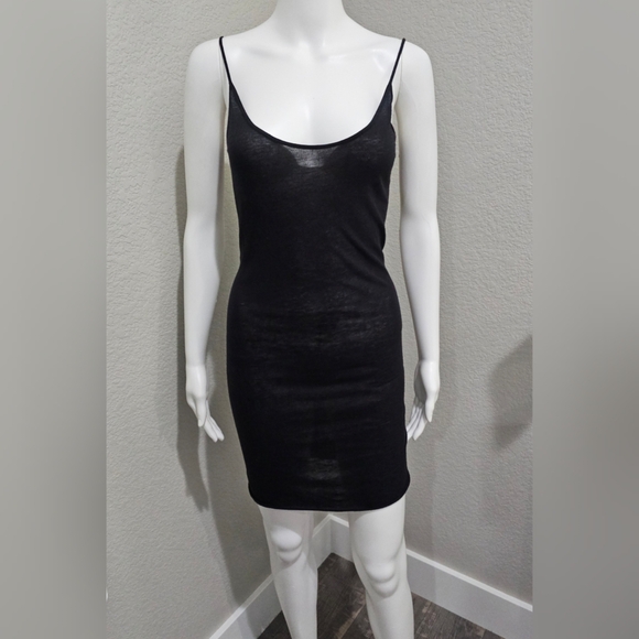Enza Costa Black Cotton Mini Slip Dress